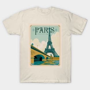 Paris France Eiffel Tower on Seine River Art Print T-Shirt